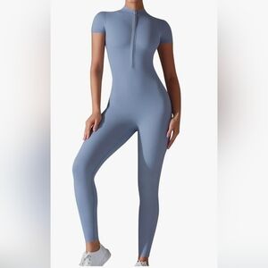 Yoga Jumpsuit Zip Up Bodysuits Workout Romper Unitards Bodycon Sexy One Piece